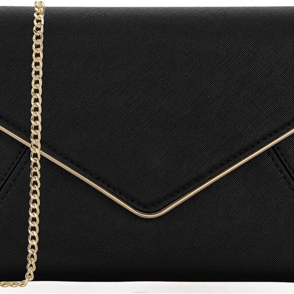 Evening Clutch Handbag Faux Leather Envelope Formal Party Purse - Picture 2 of 8